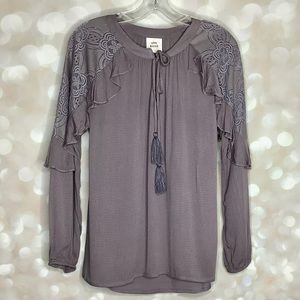 Knox Rose Ruffles and Lace Purple Top